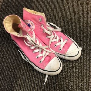 Bubblegum pink high top converse